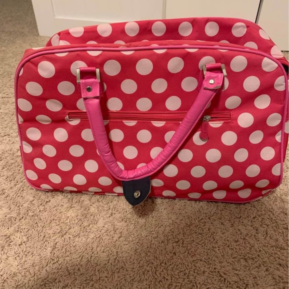 Pink Polka dot duffel bag